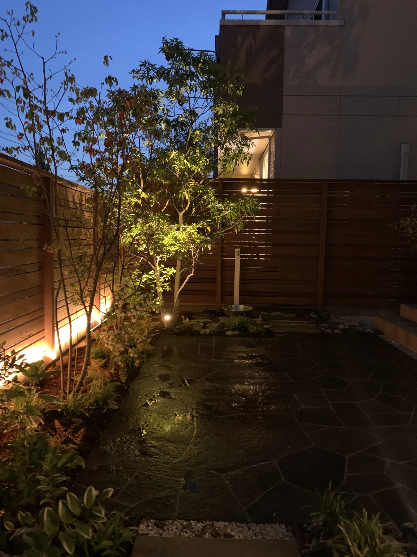 葉の影と横板の陰影を近くで確認できる眺め