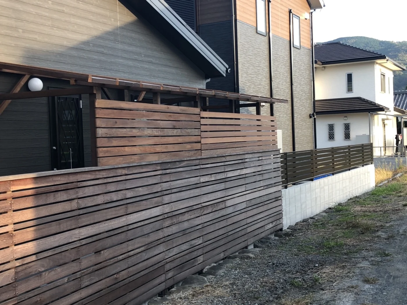 外側から見た上下の囲いと屋根の位置関係です